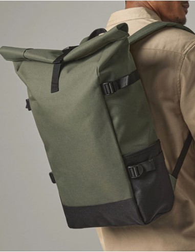 BAG-BG858-Block Roll-Top Backpack